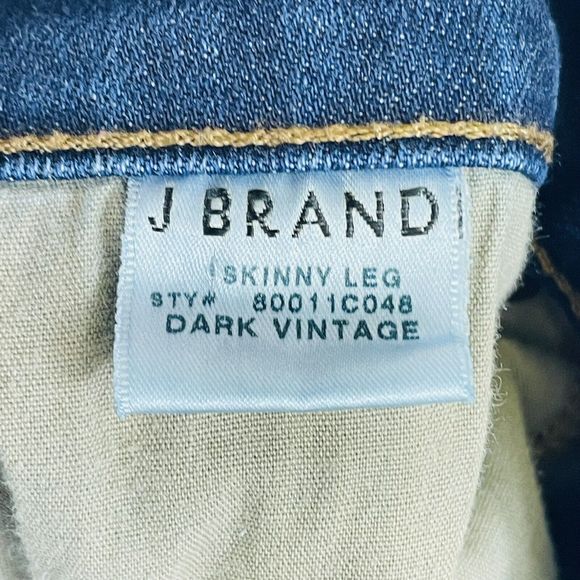 J Brand Dark Vintage Blue Wash Skinny Leg Midrise 8.5" Denim Jeans Womens 26 - Picture 6 of 6